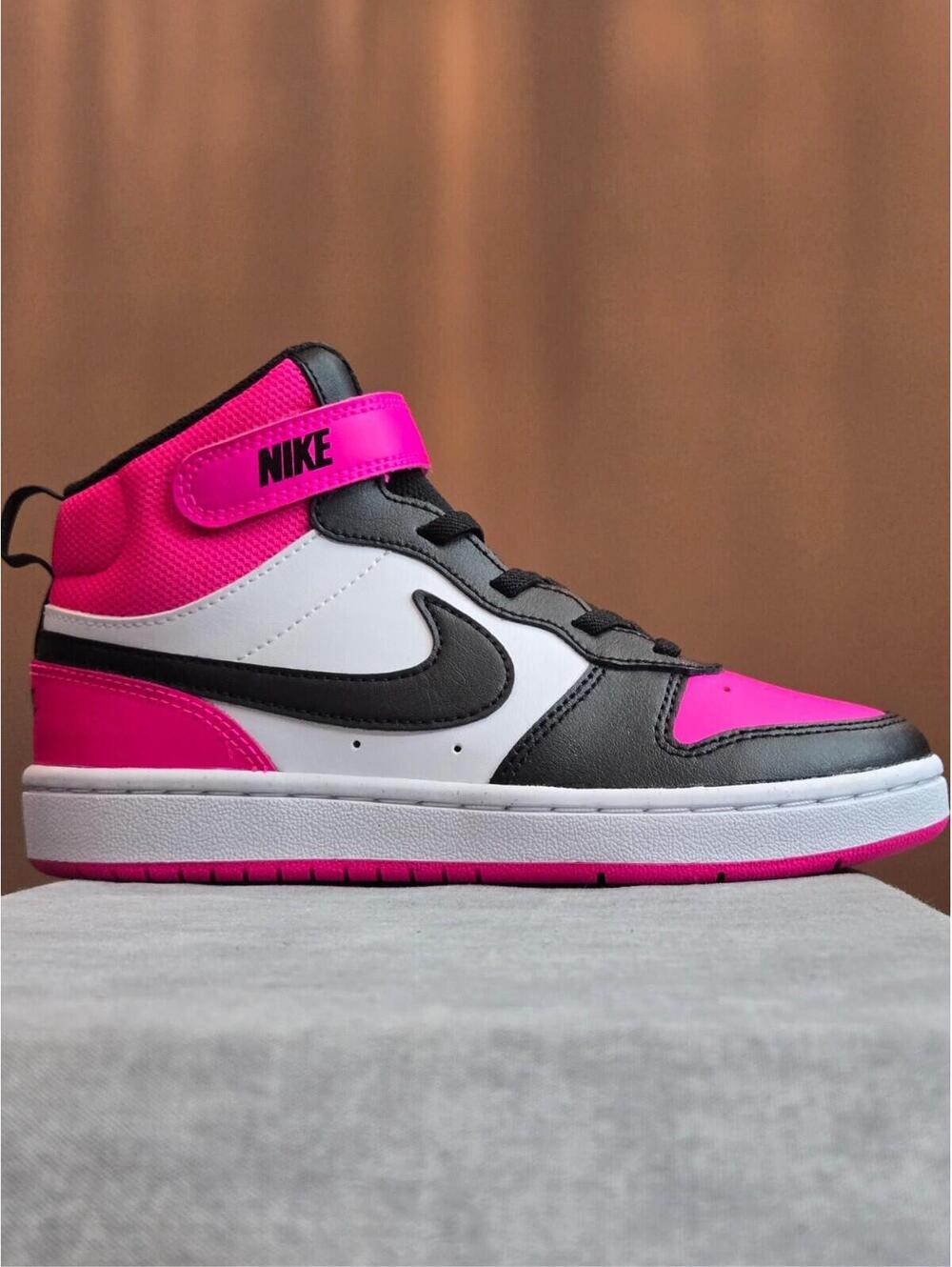 Nike Court Borough Mid 2 Fierce Pink Black White HV0935-100 Size 2Y NIB